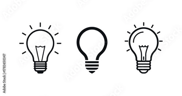 Fototapeta Lightbulb icon set symbolizing idea, innovation, and creativity