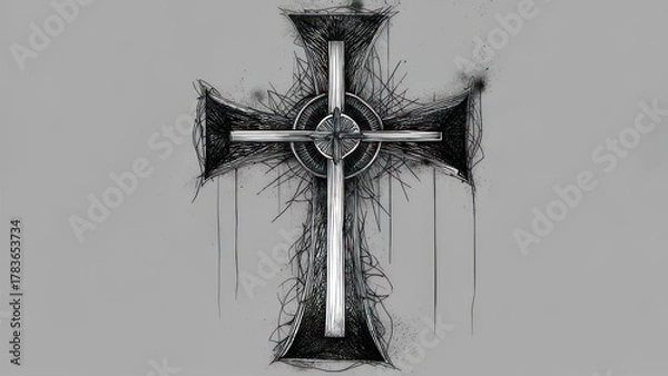 Fototapeta Intricate Cross Artwork - A Symbol of Faith and Devotion.