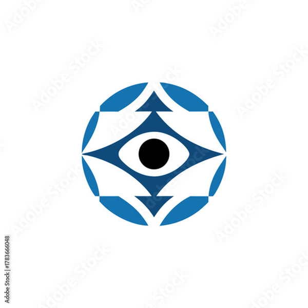 Obraz Glowing eye with surveillance grid lines