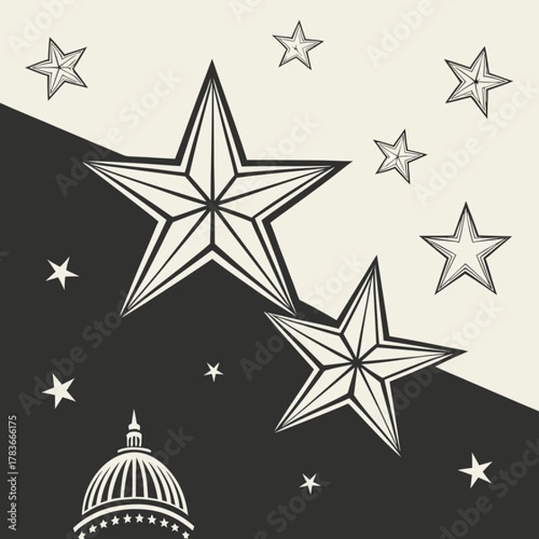 Obraz Stars and capitol dome on a split background