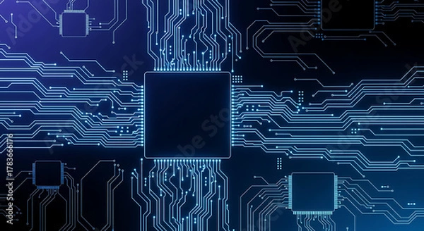 Fototapeta Futuristic Blue Circuit