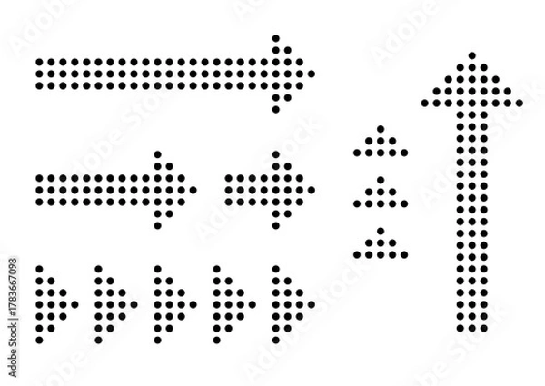 Obraz 幾何学的なドットでできたモノクロ矢印のセット