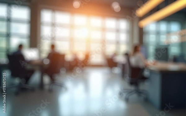 Fototapeta Beautiful blurred background of a modern office. High quality