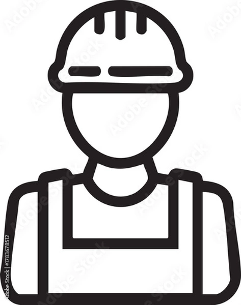 Fototapeta Construction Worker Outline Icon Vector
