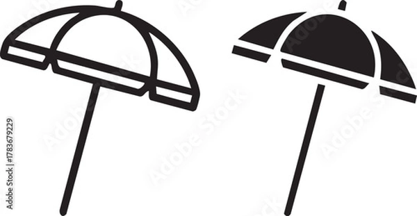 Fototapeta Umbrella Beach Day Silhouette Icon Vector