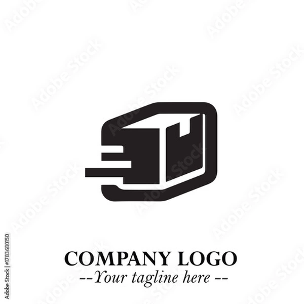 Obraz Box Moving Fast Symbol in Black on the White Background with Dynamic Delivery Design