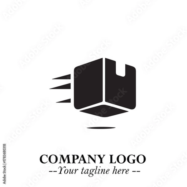 Fototapeta Box Moving Fast Symbol in Black on the White Background with Dynamic Delivery Design