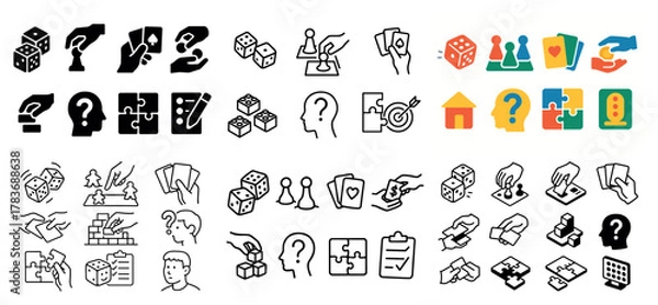 Fototapeta Assorted board game icon collection