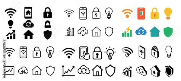 Fototapeta Smart home and security icon set