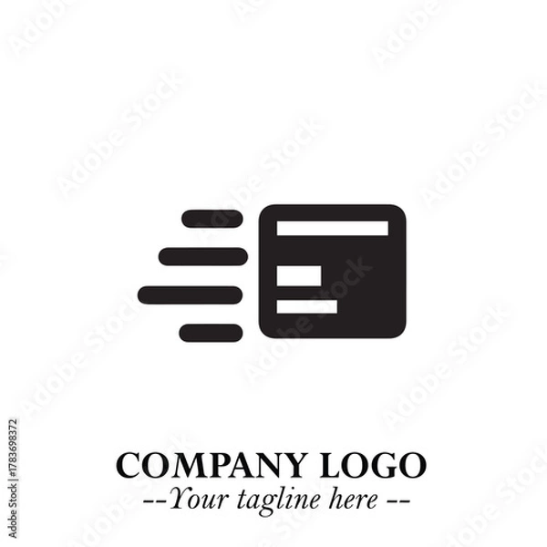 Fototapeta Box Moving Fast Symbol in Black on the White Background with Dynamic Delivery Design