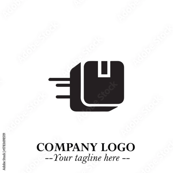 Fototapeta Box Moving Fast Symbol in Black on the White Background with Dynamic Delivery Design