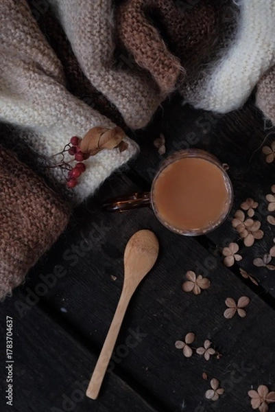 Obraz coffee beans and sugar