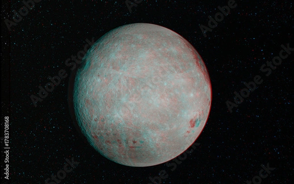Fototapeta 3D anaglyph image of the dark side of the Moon. Includes NASA data. View with red/cyan glasses.