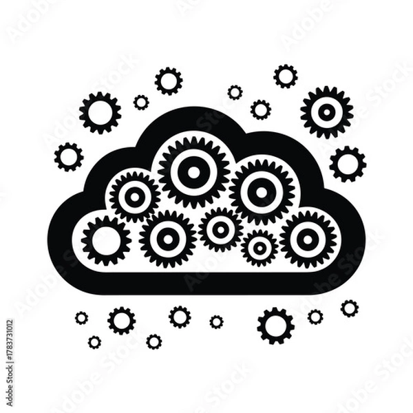 Obraz Cloud computing with internal gears and cogs illustration
