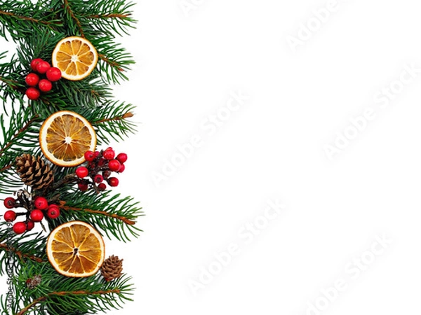 Obraz christmas decoration with candle and fir branch