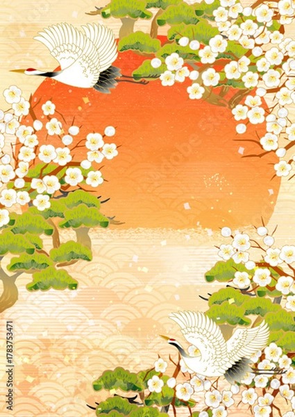 Obraz 年賀素材美しい和柄背景素材