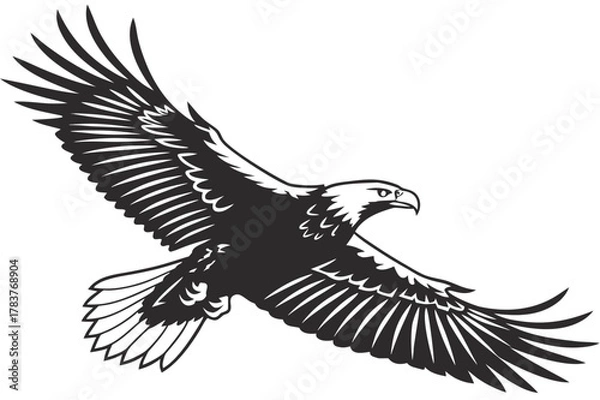 Fototapeta Massive Bare Oak Tree Silhouette Vector - Monochrome Etching Style