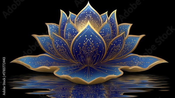 Fototapeta Vector art of thai lotusflower in elegant and prestigious design