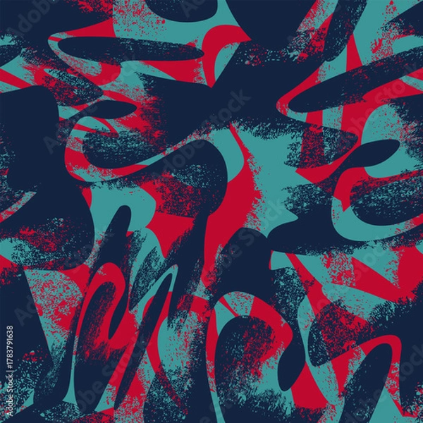 Obraz Abstract seamless pattern with grunge wave shapes