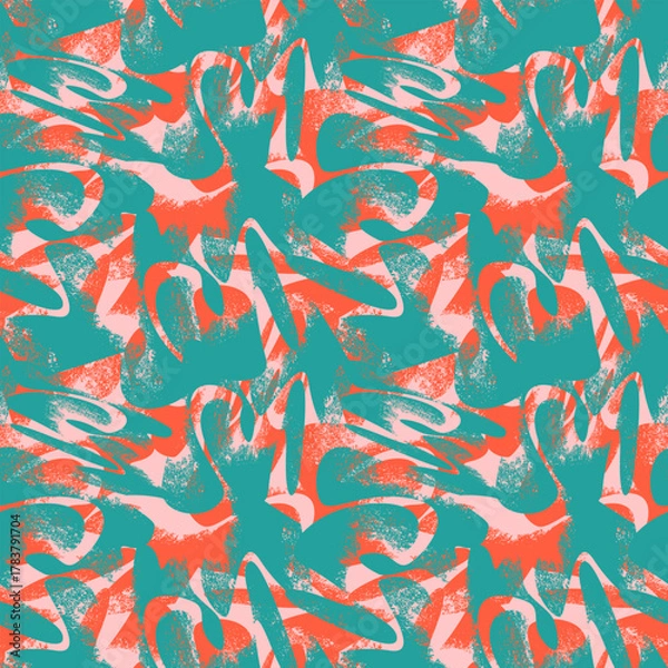 Obraz Abstract seamless pattern with grunge wave shapes