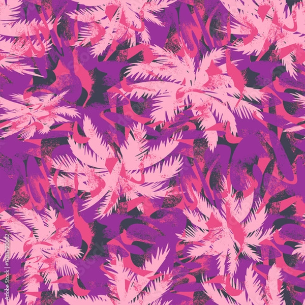 Obraz Seamless abstract pattern with grunge shapes and chaotic palms
