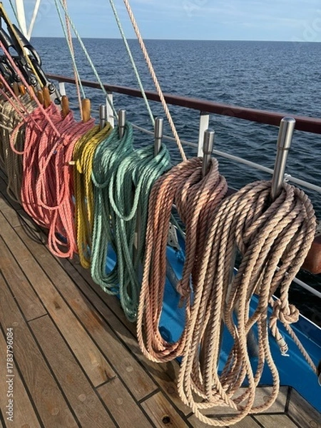 Fototapeta rigging of the masts of a tall ship