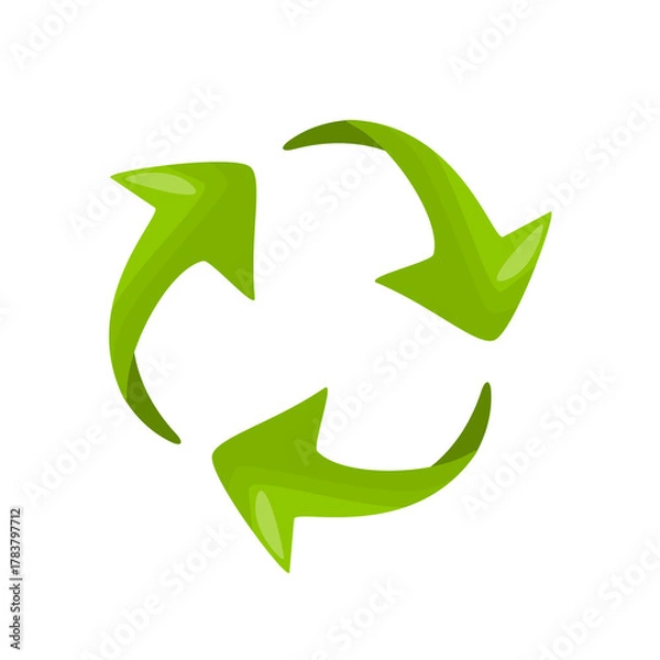 Fototapeta Recycle arrows icon, recycle symbol icon, green sustainability cycle symbol, flat vector illustration