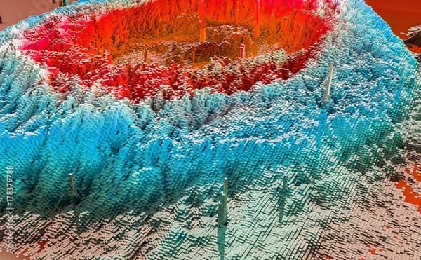 Fototapeta 3d rendering topography with cubes