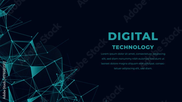 Fototapeta Digital technology network connection. Abstract technology background template. Big data analysis background. Data visualization internet technology