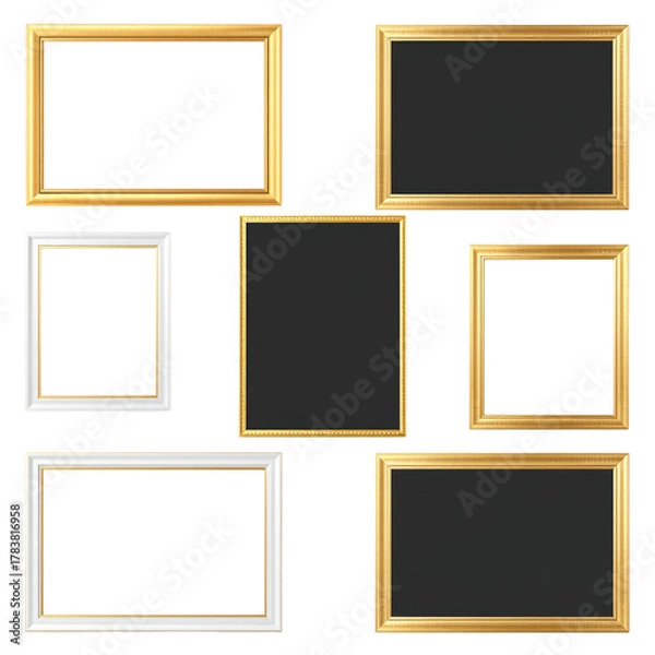 Fototapeta Framed Elegance: A curated composition showcases an assortment of ornate frames, each a testament to refined design and potential. They stand ready to house memories, art, or cherished moments.