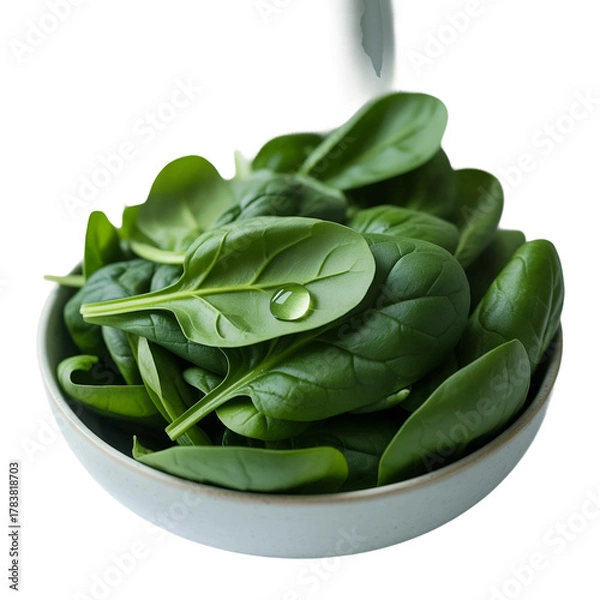 Fototapeta fresh spinach in a white bowl on a white background (4).png