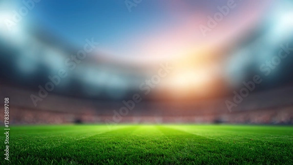 Fototapeta lights at night and stadium. Soccer or football background with copy space