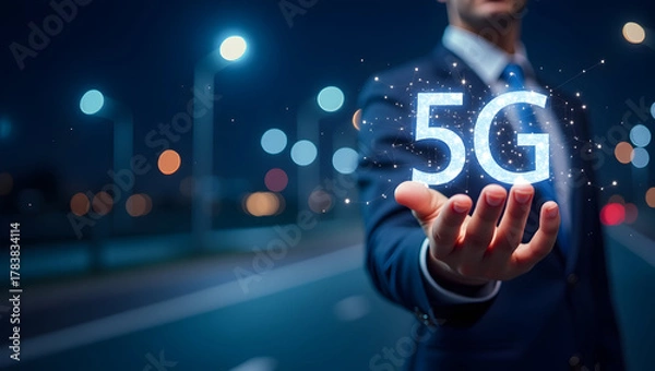 Fototapeta Comprehensive exploration of 5G future trends emphasizing innovative technologies market disruption and evolving digital strategies for nextgen connectivity and progress. in  Photo Stock  Concept  and