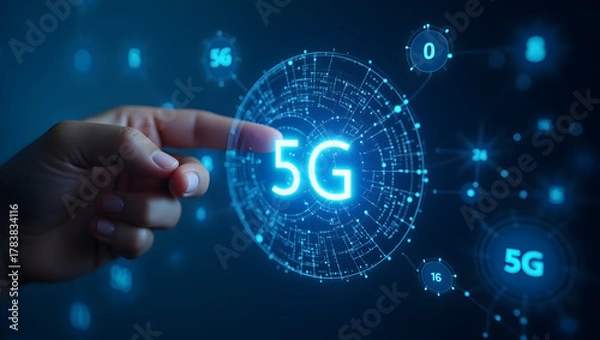 Fototapeta 5G Future Trends: Innovative Technologies, Market Disruption & Evolving Digital Strategies for Next-Gen Connectivity - Photo Stock Concept with Empty Space