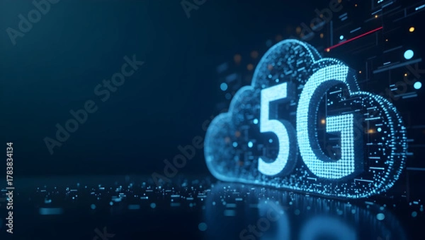 Fototapeta Innovative 5G Cloud Networking: Seamless Connectivity & Scalable Infrastructure for Agile Digital Communication - Photo Stock Concept with Left Space