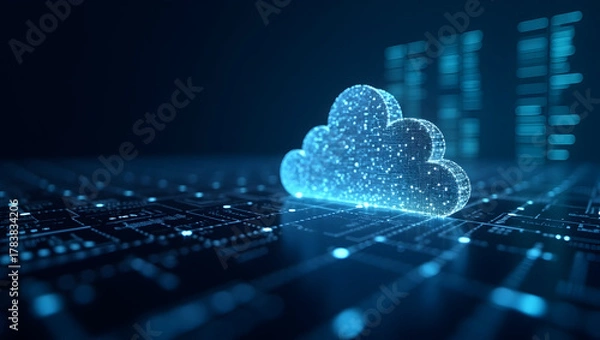 Fototapeta Revolutionary 5G Cloud Networking Architecture: Integrated Cloud Services & Real-Time Analytics for Modern Enterprises - Perfect for Stock Photos with Left-Side Empty Space