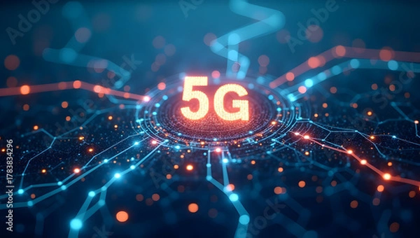 Fototapeta Premier 5G Urban Network Research: Exploring Smart City Connectivity, Innovative Data Analysis, and Digital Transformation for Metropolitan Growth in Photo Stock Concept