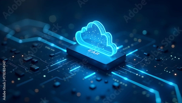 Fototapeta Efficient Cloud Migration Solution: Seamless Data Transition, Minimal Downtime, Secure Integration for Modern Enterprises - Photo Stock Concept with Empty Space