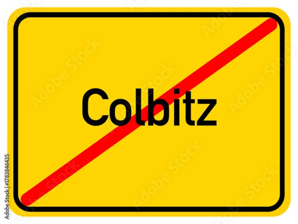 Fototapeta Illustration of a city exit sign for the city of Colbitz