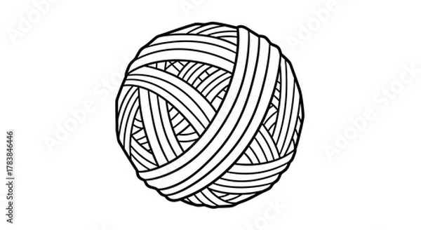 Fototapeta Simple Black and White Illustration of a Yarn Ball.