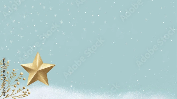 Fototapeta Elegant golden star of Bethlehem on soft blue background symbolizing Epiphany and divine guidance, minimalist vector illustration ideal for luxury Christmas cards and religious celebration designs.