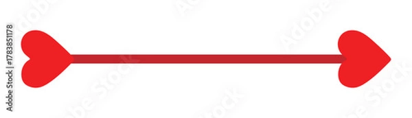 Obraz Horizontal Arrow Shape with Heart Shaped Ends in Red