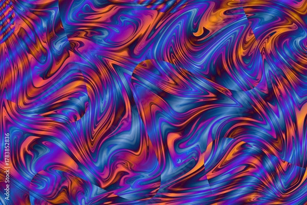 Fototapeta textured vibrant abstract background with liquid swirl grain. a mesmerizing mix of purple, blue, and orange fluid marbling art noise.