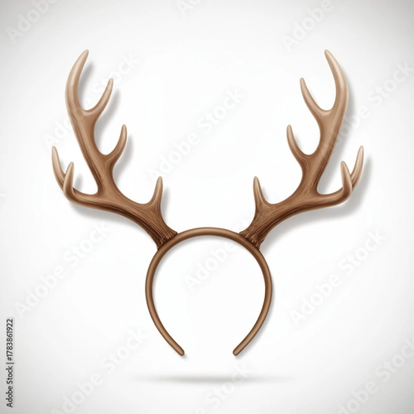 Obraz Reindeer antlers headband on a white background, copy space
