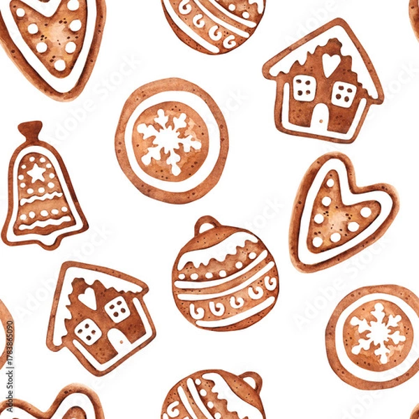 Fototapeta Christmas Cookies png on transparent background seamless pattern