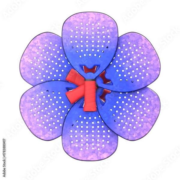 Fototapeta Modern Artistic Padel Racket Flower Artistic Display on Dark Background