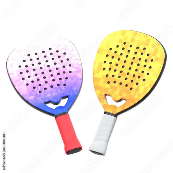 Fototapeta Colorful Paddle Racket Rendering with Perforated Design Sporting Equipment Illustration