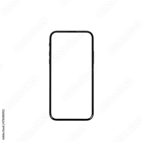 Fototapeta A sleek black smartphone with a dark screen showcasing its modern design isolated on transparent background