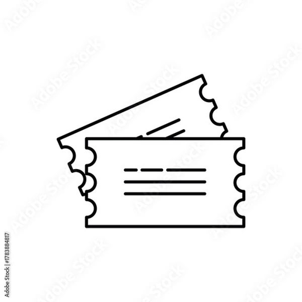 Obraz Ticket: A minimal line icon of a travel ticket, symbolizing trips, reservations, or transportation access for flights, trains, and events in travel-related designs. Vector icon EPS 10