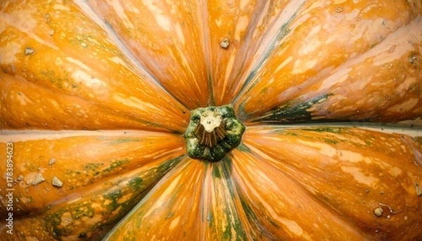 Fototapeta Close-up of a Vibrant Orange Pumpkin with Intricate Details.